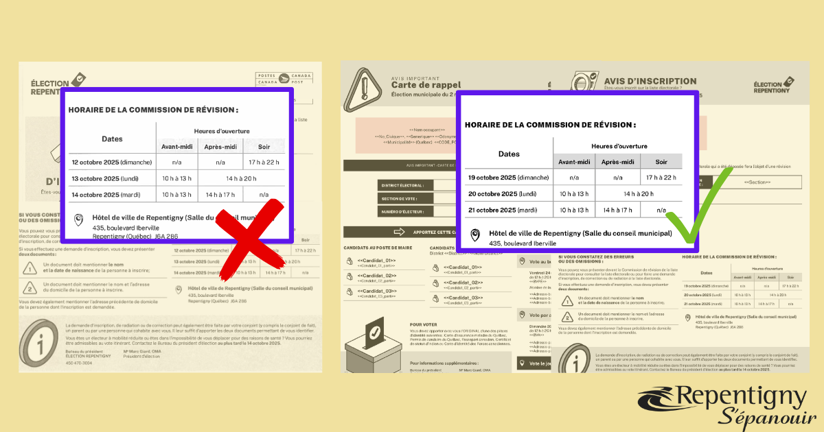 Avis d'inscription - Élections municipales Repentigny 2025