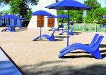 Parc-plage, parasols et chaises longues au Parc Saint-Laurent